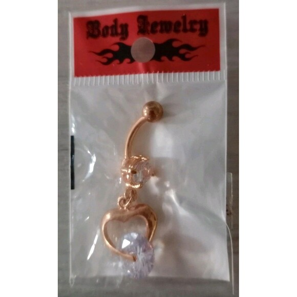 Surgical Steel Gold & Crystal Belly Ring 16 Gauge Boho Jewelry NIP - Picture 3 of 3